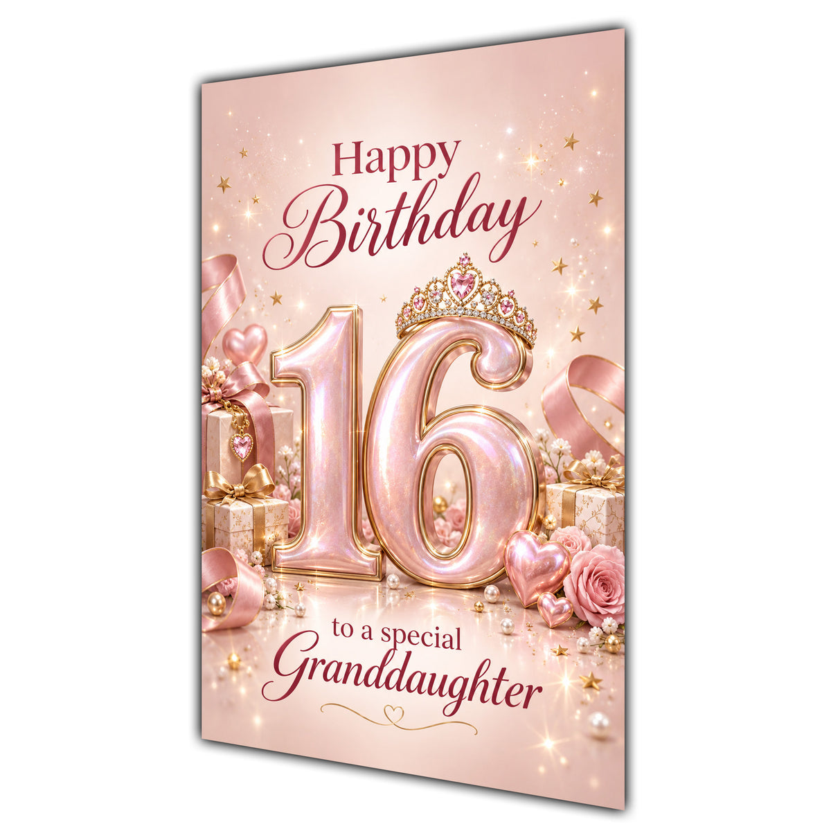 Happy 16th Birthday Granddaughter Rose Gold Crown Gifts Card A5