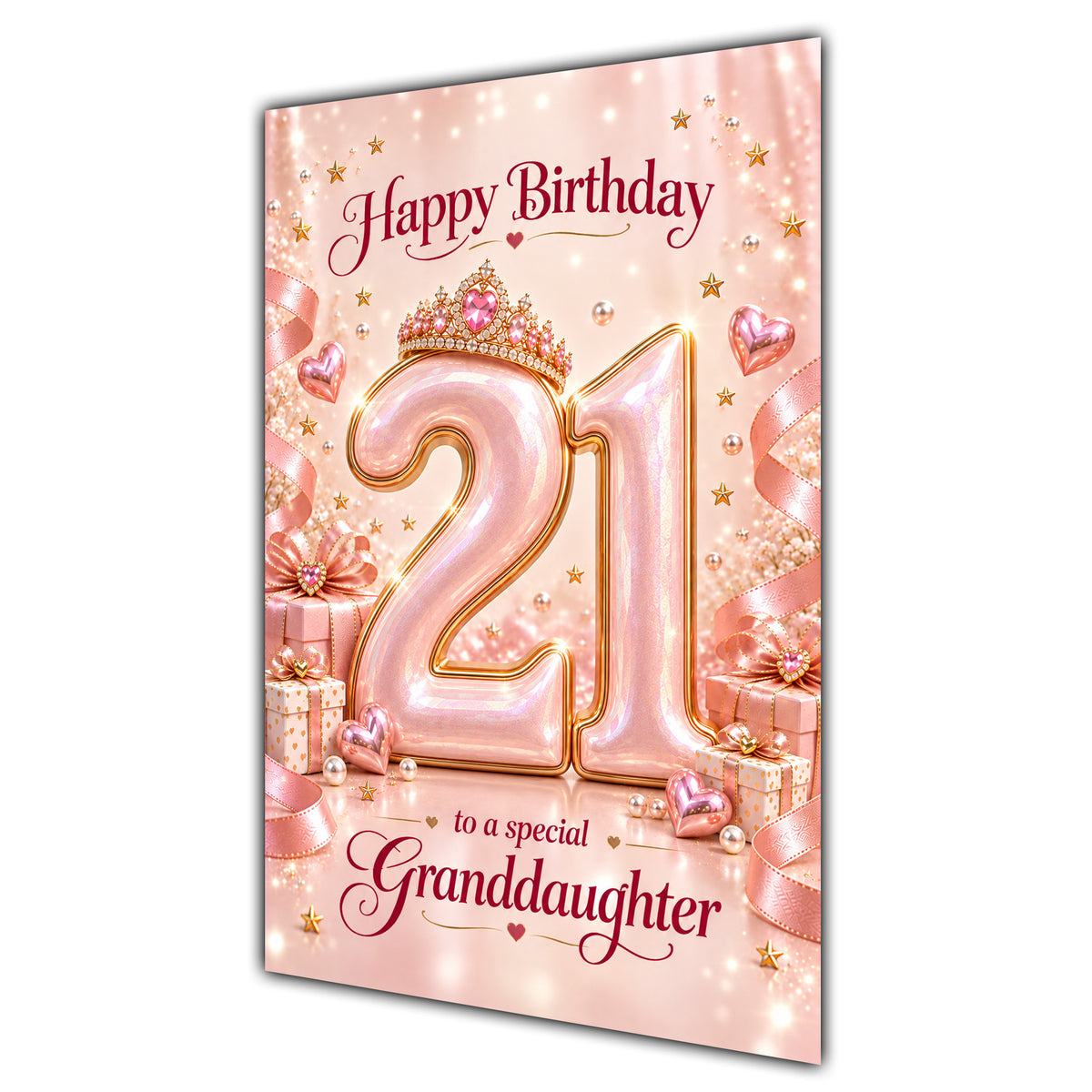 Happy 21st Birthday Granddaughter Rose Gold Crown Gifts Card A5
