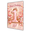 Happy 1st Birthday Special Girl Rose Gold Crown Gifts Card A5