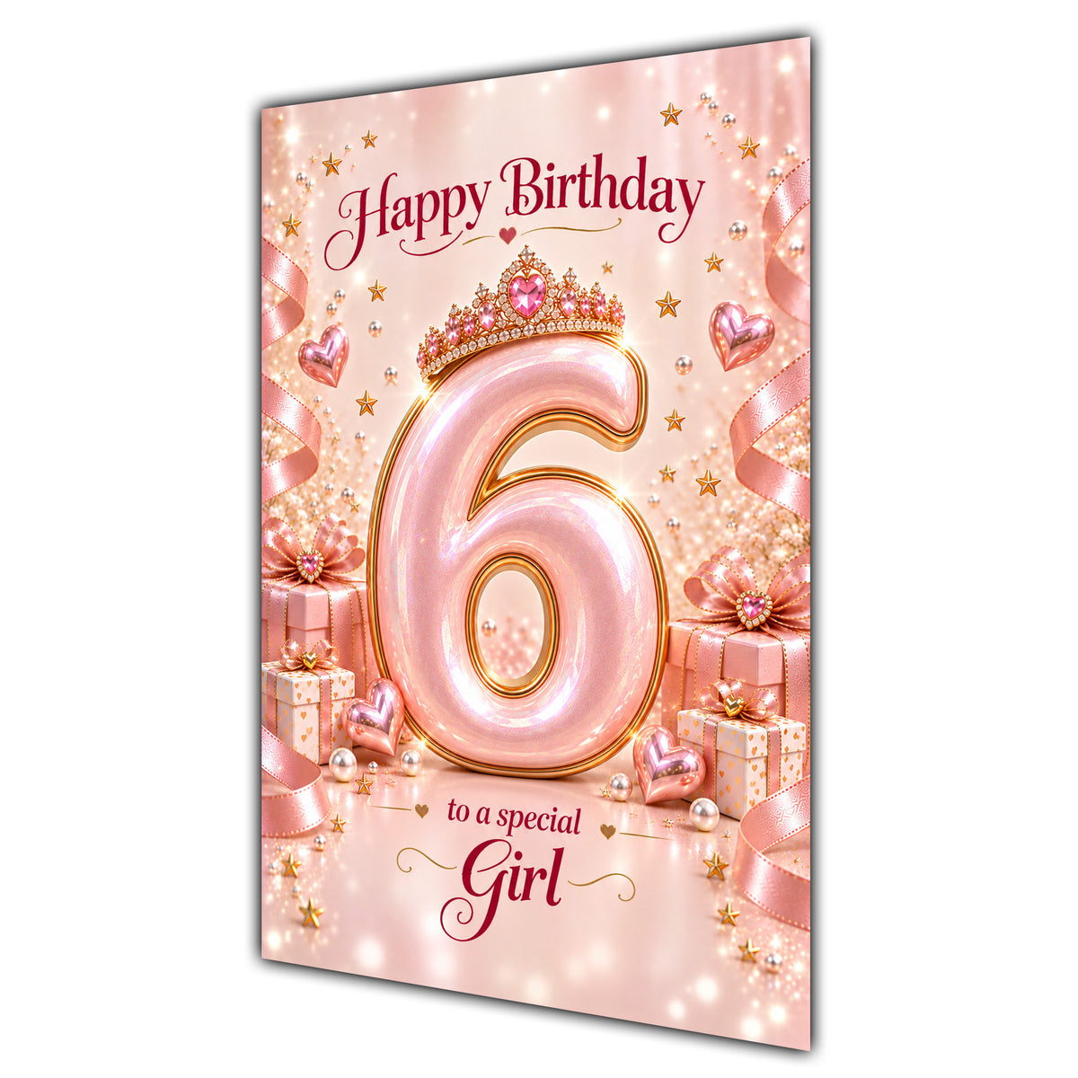Happy 6th Birthday Special Girl Rose Gold Crown Gifts Card A5