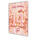 Happy 14th Birthday Special Girl Rose Gold Crown Gifts Card A5