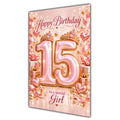Girl 15th Birthday Card - Rose Gold Number and Crown