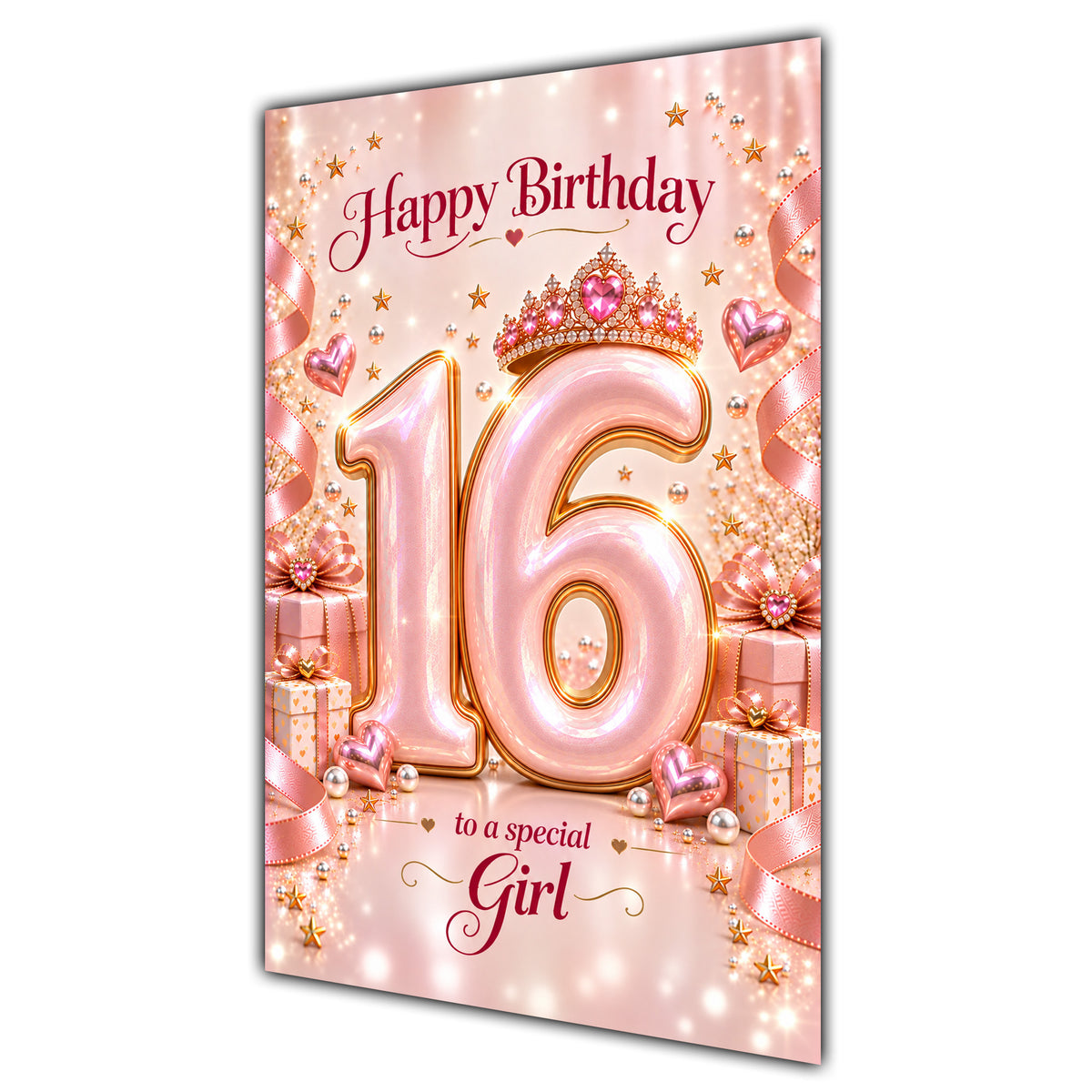 Happy 16th Birthday Special Girl Rose Gold Crown Gifts Card A5