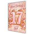 Girl 17th Birthday Card - Rose Gold Number and Crown