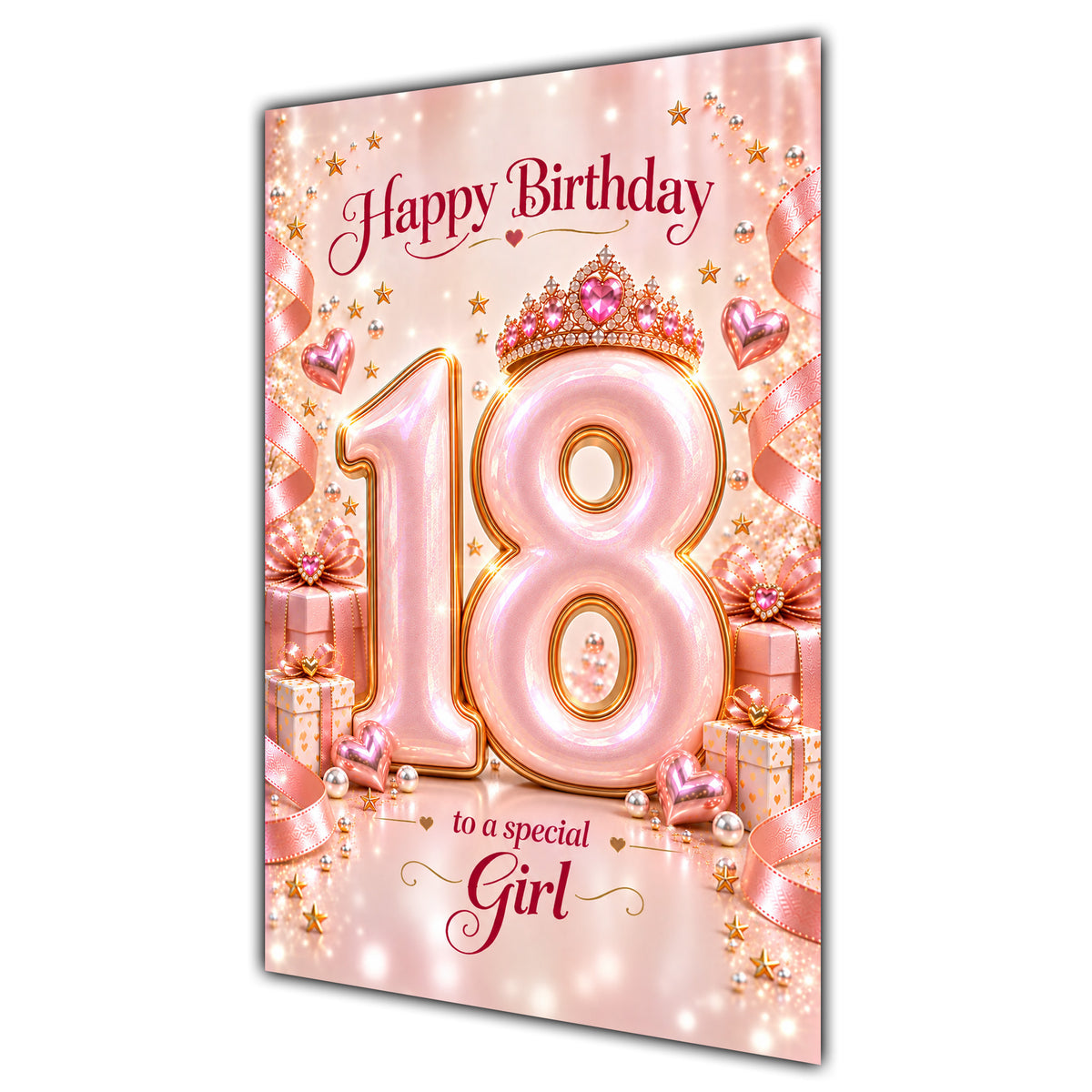 Happy 18th Birthday Special Girl Rose Gold Crown Gifts Card A5