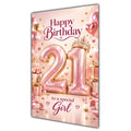 Girl 21st Birthday Card - Rose Gold Number and Crown