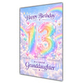 Granddaughter 13th Birthday Card - Pastel Rainbow Number and Clouds