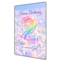 Happy 2nd Birthday Special Girl Pastel Rainbow Clouds Card A5