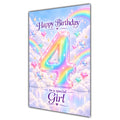 Happy 4th Birthday Special Girl Pastel Rainbow Clouds Card A5
