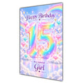 Happy 15th Birthday Special Girl Pastel Rainbow Clouds Card A5