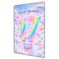 Girl 17th Birthday Card - Pastel Rainbow Number and Clouds