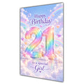 Happy 21st Birthday Special Girl Pastel Rainbow Clouds Card A5
