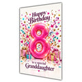 Happy 8th Birthday Granddaughter Pink Number Confetti Gifts Card A5