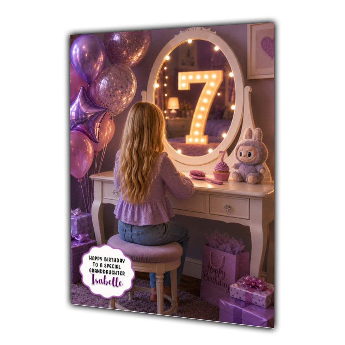 7th Birthday Card Granddaughter Daughter Niece Sister Personalised A5 Size