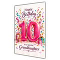 Granddaughter 10th Birthday Card - Pink Number and Confetti