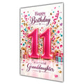 Happy 11th Birthday Granddaughter Pink Number Confetti Gifts Card A5
