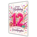Happy 12th Birthday Granddaughter Pink Number Confetti Gifts Card A5