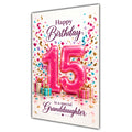 Happy 15th Birthday Granddaughter Pink Number Confetti Gifts Card A5