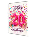 Happy 20th Birthday Granddaughter Pink Number Confetti Gifts Card A5