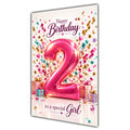 Girl 2nd Birthday Card - Pink Number and Confetti