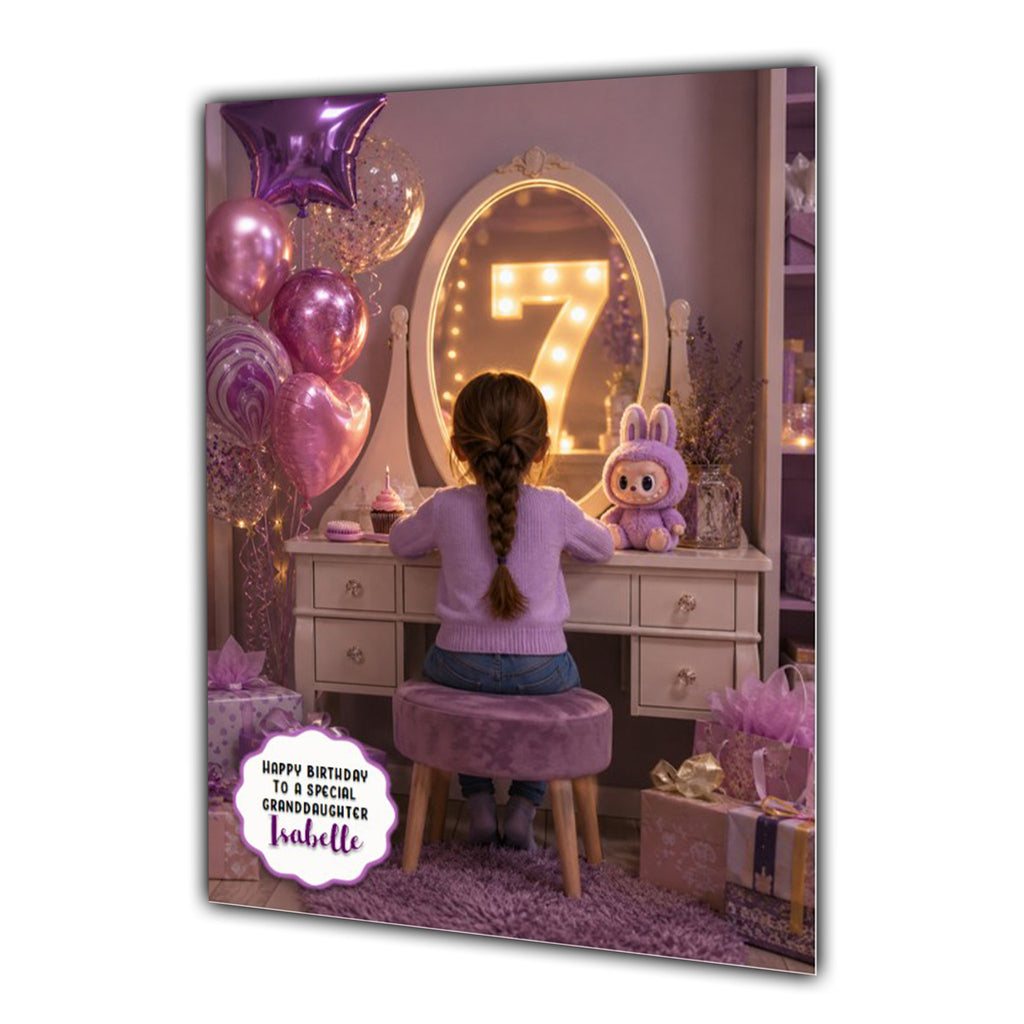 7th Birthday Card Granddaughter Daughter Niece Sister Personalised A5 Size