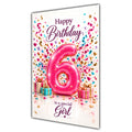 Happy 6th Birthday Special Girl Pink Number Confetti Gifts Card A5