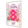 Happy 8th Birthday Special Girl Pink Number Confetti Gifts Card A5