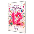 Happy 12th Birthday Special Girl Pink Number Confetti Gifts Card A5