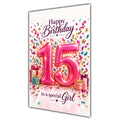 Happy 15th Birthday Special Girl Pink Number Confetti Gifts Card A5