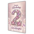 Granddaughter 2nd Birthday Card - Pink Jewel Effect Number