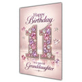 Granddaughter 11th Birthday Card - Pink Jewel Effect Number