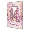 Happy 14th Birthday Granddaughter Pink Gemstone Number Card A5