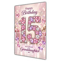 Granddaughter 15th Birthday Card - Pink Jewel Effect Number