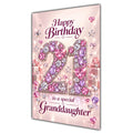 Happy 21st Birthday Granddaughter Pink Gemstone Number Card A5