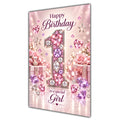 Happy 1st Birthday Special Girl Pink Gemstone Number Card A5