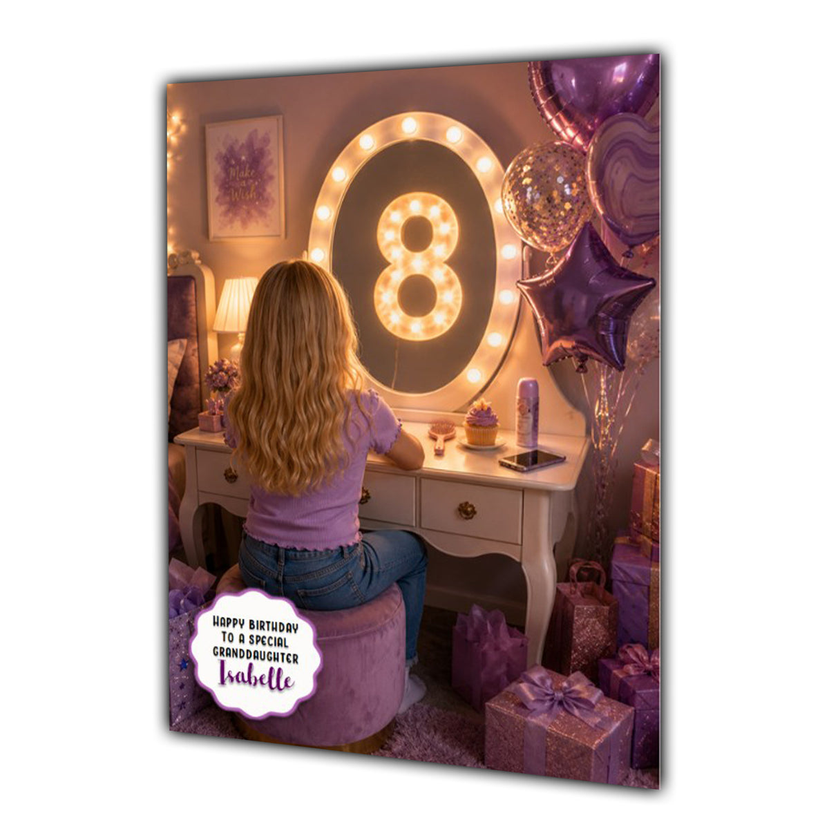 8th Birthday Card Granddaughter Daughter Niece Sister Personalised A5 Size
