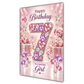 Happy 7th Birthday Special Girl Pink Gemstone Number Card A5