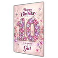 Happy 10th Birthday Special Girl Pink Gemstone Number Card A5