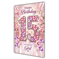 Girl 15th Birthday Card - Pink Jewel Effect Number