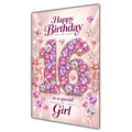 Girl 16th Birthday Card - Pink Jewel Effect Number