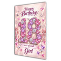 Girl 18th Birthday Card - Pink Jewel Effect Number
