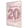 Girl 20th Birthday Card - Pink Jewel Effect Number