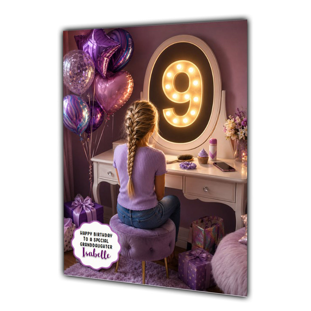 9th Birthday Card Granddaughter Daughter Niece Sister Personalised A5 Size