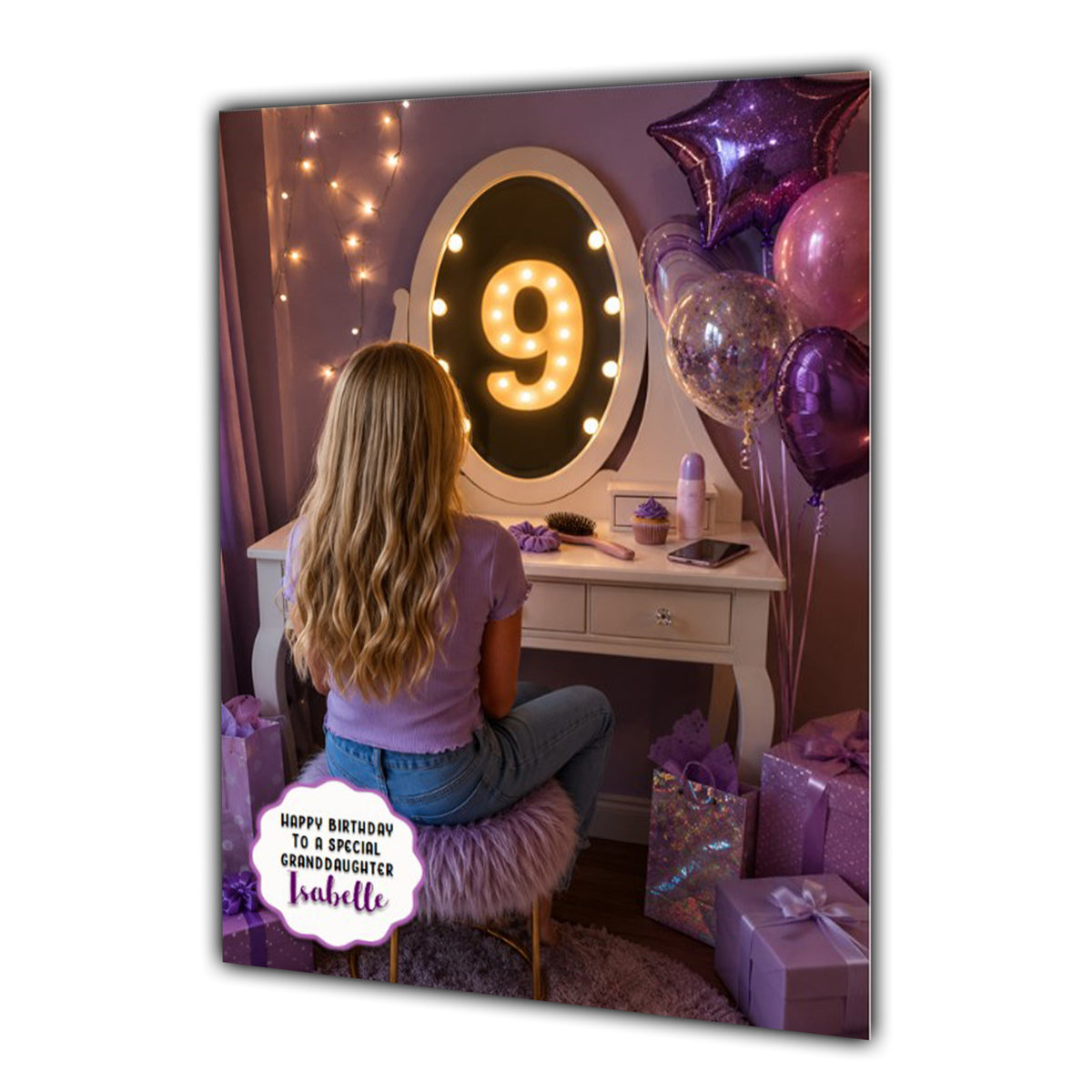 9th Birthday Card Granddaughter Daughter Niece Sister Personalised A5 Size
