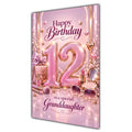 Granddaughter 12th Birthday Card - Pink Number, Bows and Accessories