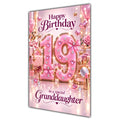 Granddaughter 19th Birthday Card - Pink Number, Bows and Accessories