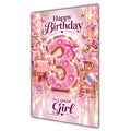 Girl 3rd Birthday Card - Pink Number, Bows and Accessories
