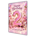 Girl 2nd Birthday Card - Pink Number, Bows and Accessories