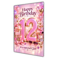 Girl 12th Birthday Card - Pink Number, Bows and Accessories