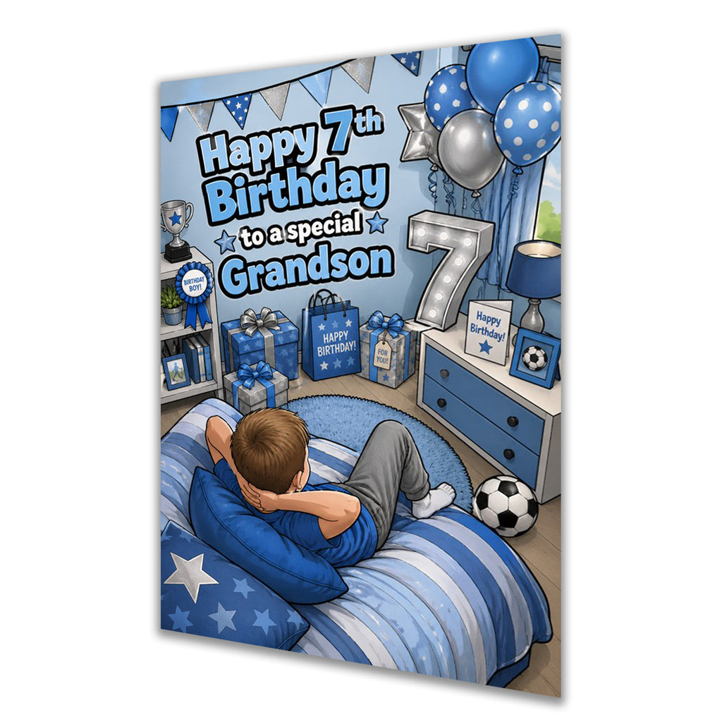 7th Birthday Card for Grandson, Little Boys